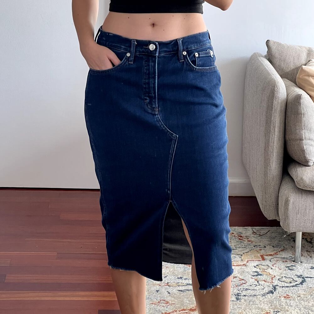 Veronica Beard Breves denim midi skirt Blue Oxford wash size 8